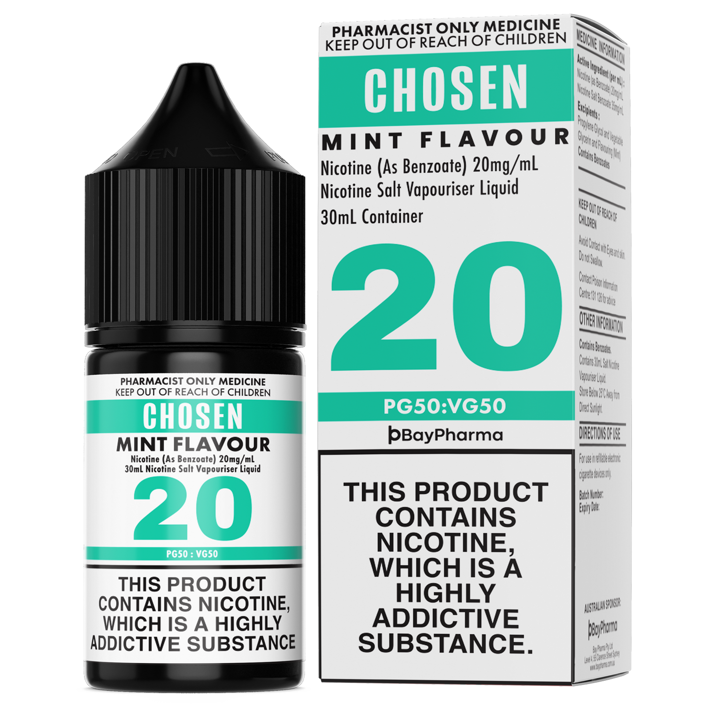 Chosen Nicotine Salt E-Liquid Mint 20mg-30mg/ 30ml