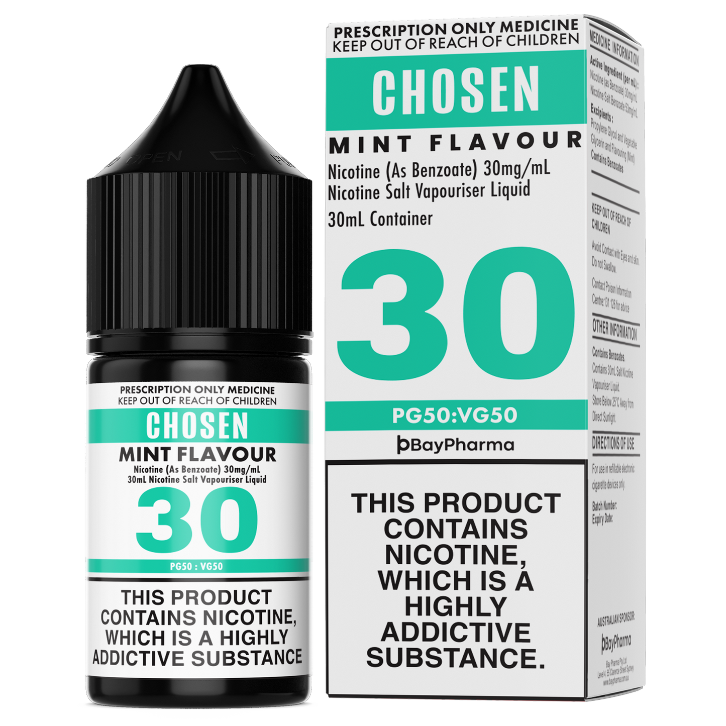 Chosen Nicotine Salt E-Liquid Mint 20mg-30mg/ 30ml