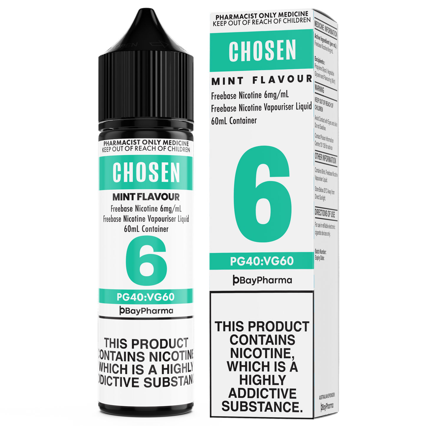 Chosen Nicotine Freebase E-Liquid Mint 0mg-12mg/ 60ml
