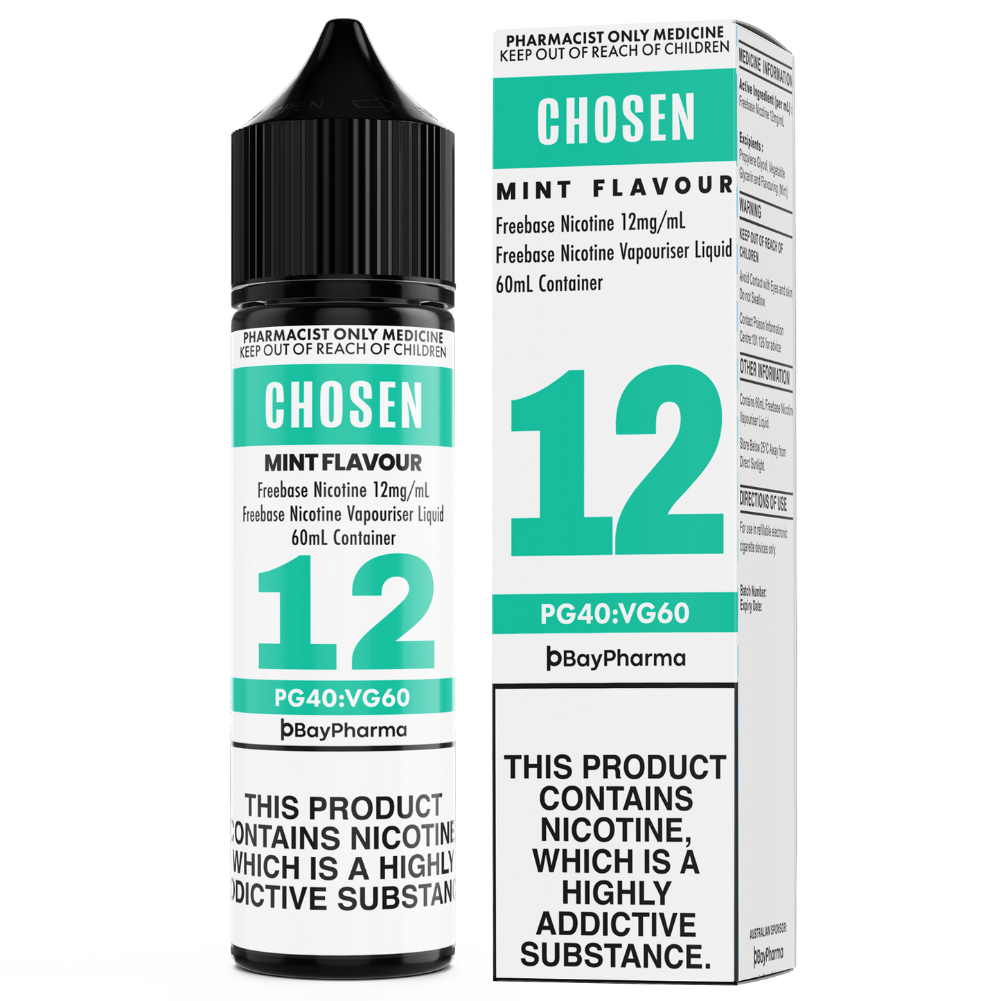 Chosen Nicotine Freebase E-Liquid Mint 0mg-12mg/ 60ml