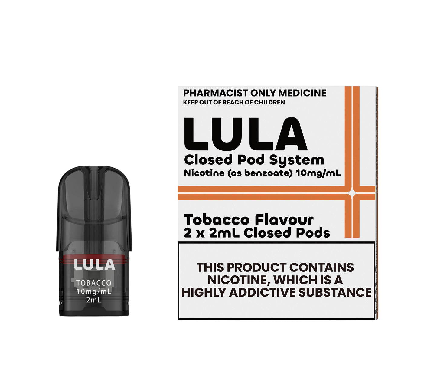 LULA Nicotine Salt Pods Tobacco 2 pack/ 10mg -50mg