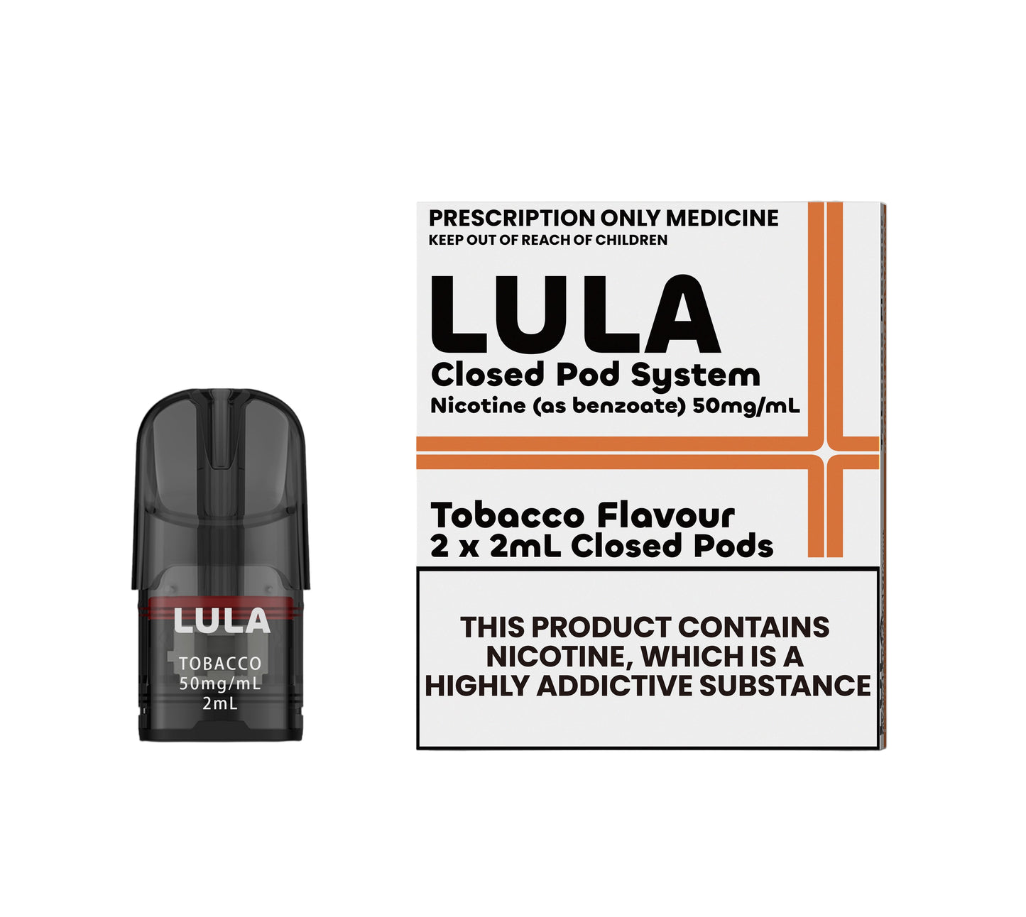 LULA Nicotine Salt Pods Tobacco 2 pack/ 10mg -50mg