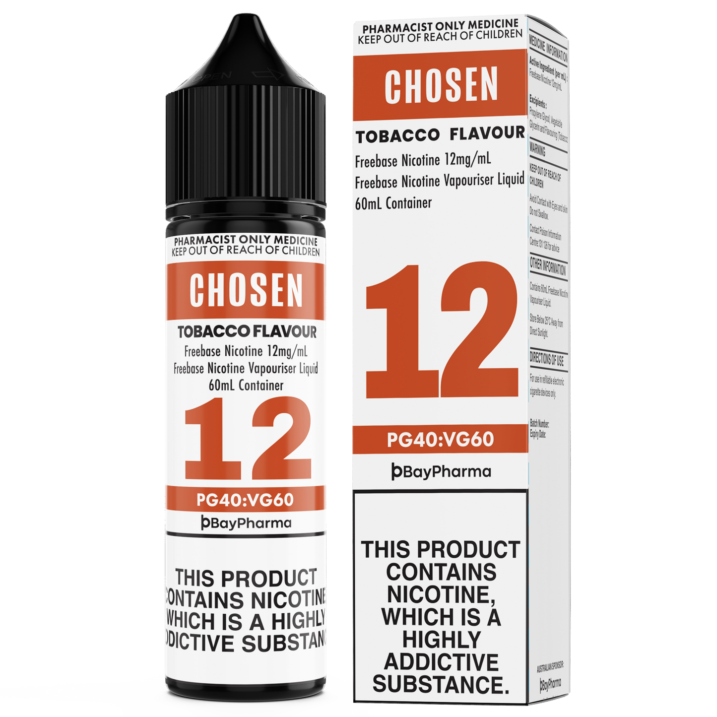 Chosen Nicotine Freebase E-Liquid Tobacco 0-12mg/ 60ml