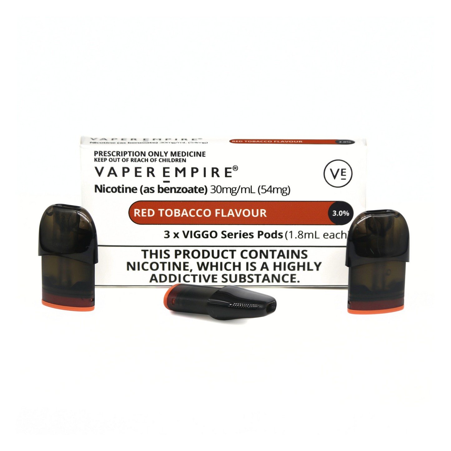 VIGGO Red Tobacco Pods (3-Pack) - 3.0%