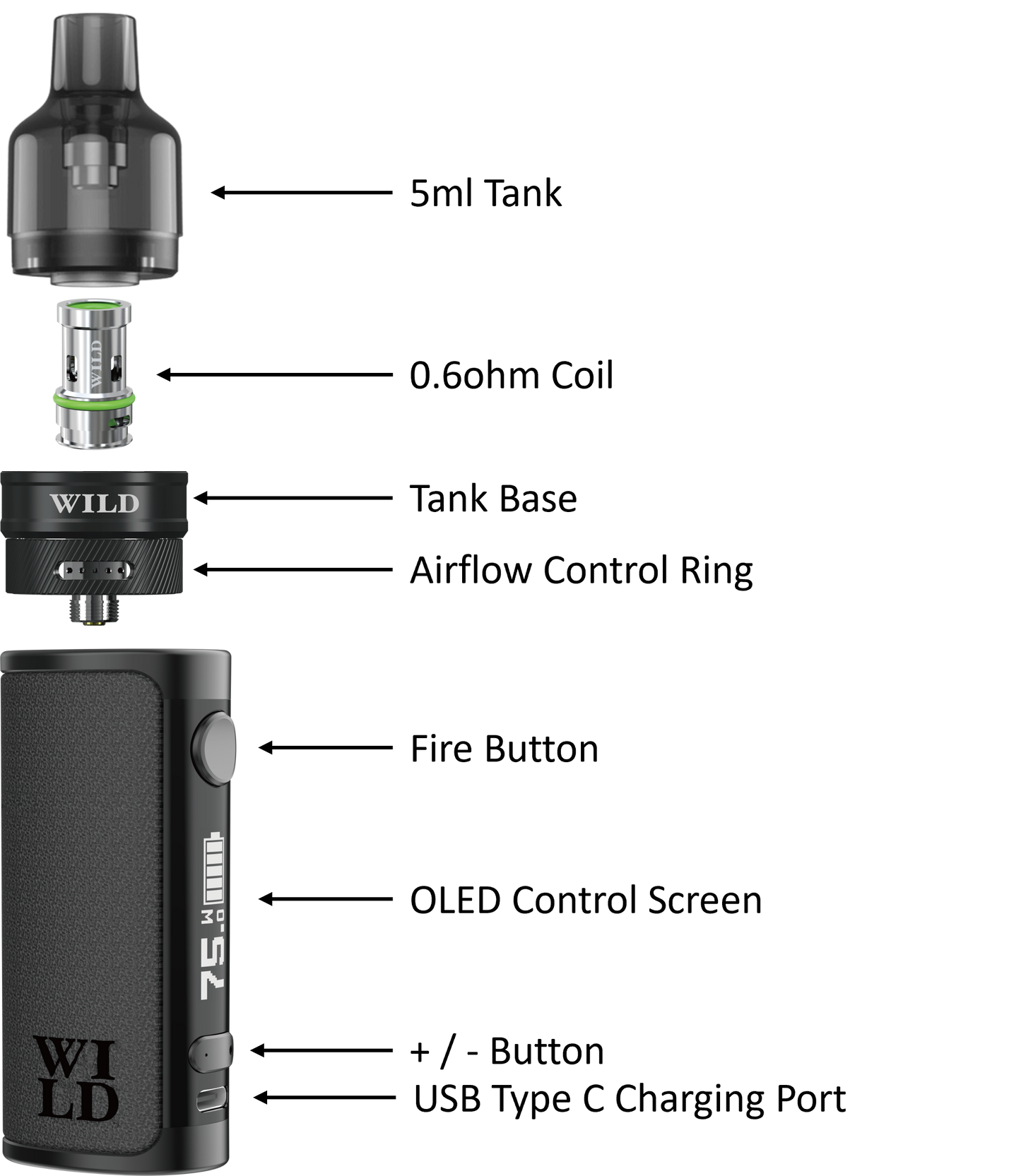 Wild by Instinct W75 5ml Open Tank Device Kit