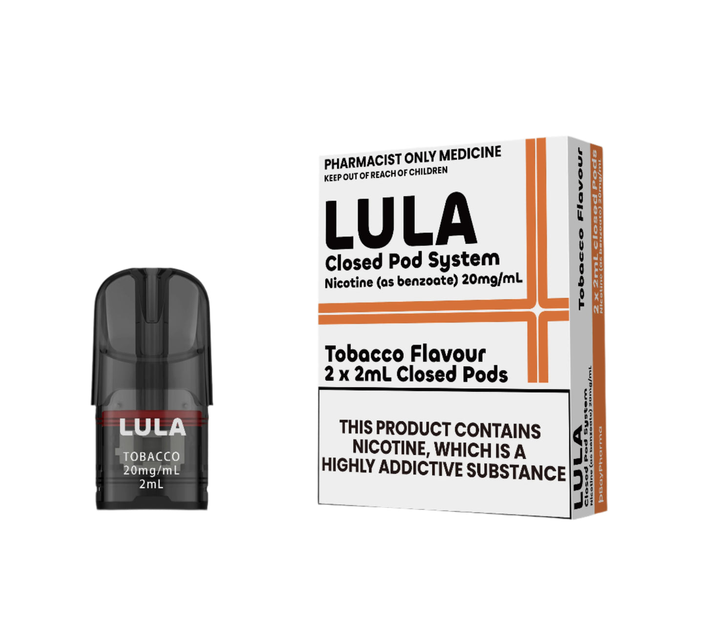 LULA Nicotine Salt Pods Tobacco  2 pack/ 20mg -30mg