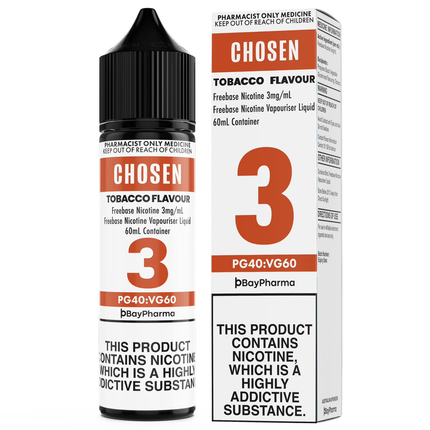 Chosen Nicotine Freebase E-Liquid Tobacco 0-12mg/ 60ml