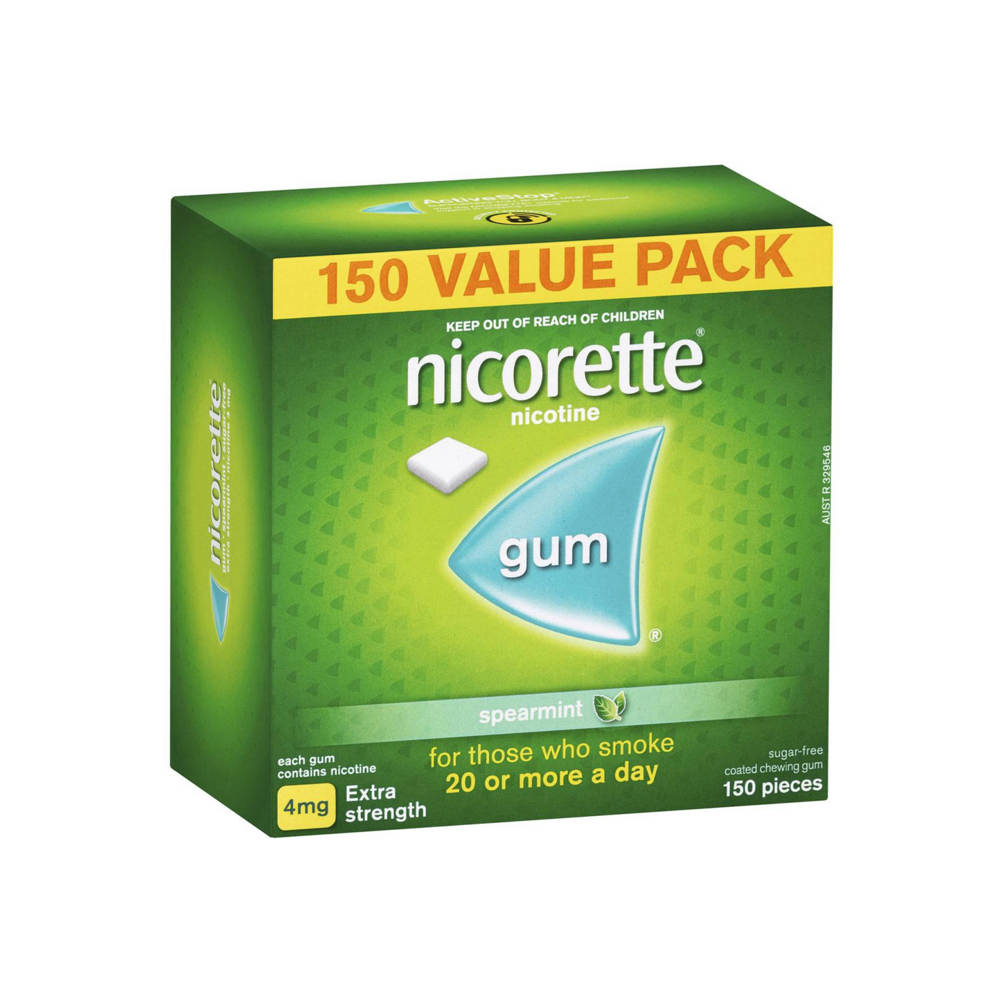 Nicorette Quit Smoking Gum 4mg Extra Strength Spearmint (150 pack)