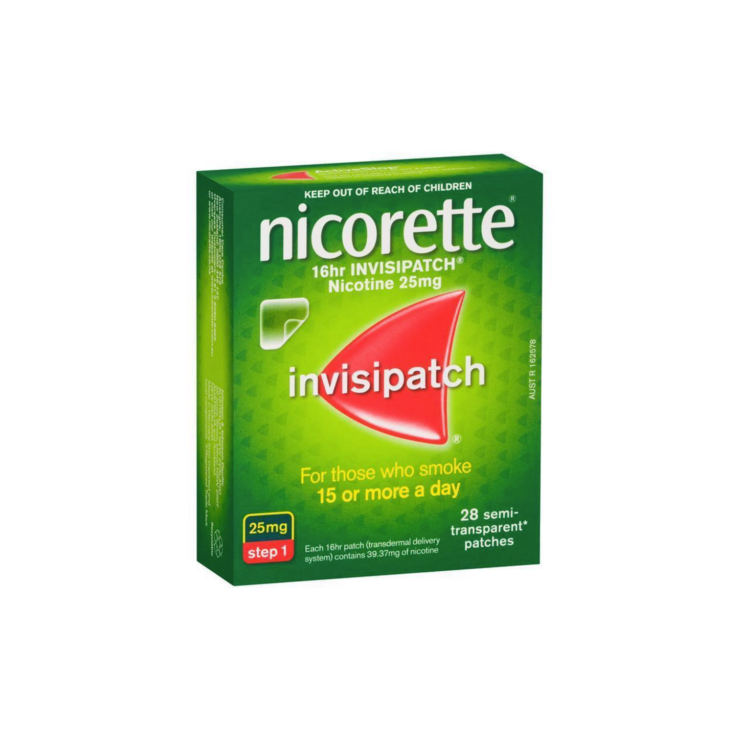 Nicorette Quit Smoking 16hr Invisipatch Step 1 25mg 28 pack